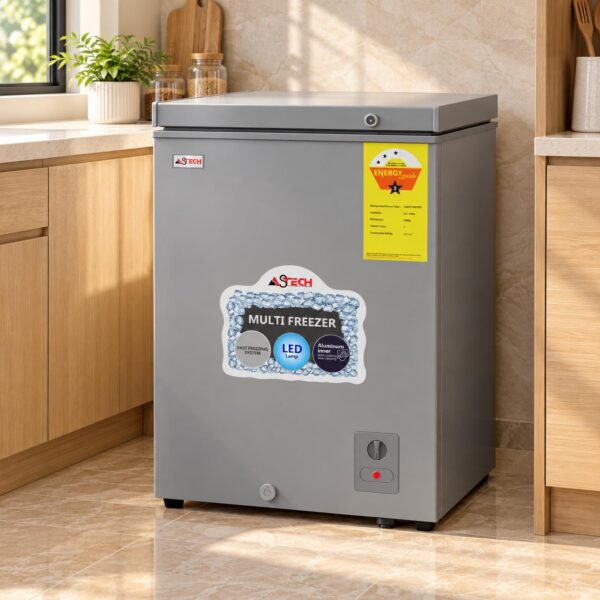Congélateur ASTECH Horizontal 160 Litres Avec Vitre Gris